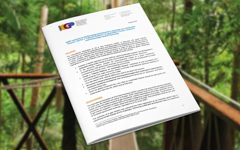 IOGP response to the European Commission’s package on sustainable finance Call for a “Talanoa Platform” to guarantee a smart, inclusive and technology-neutral taxonomy