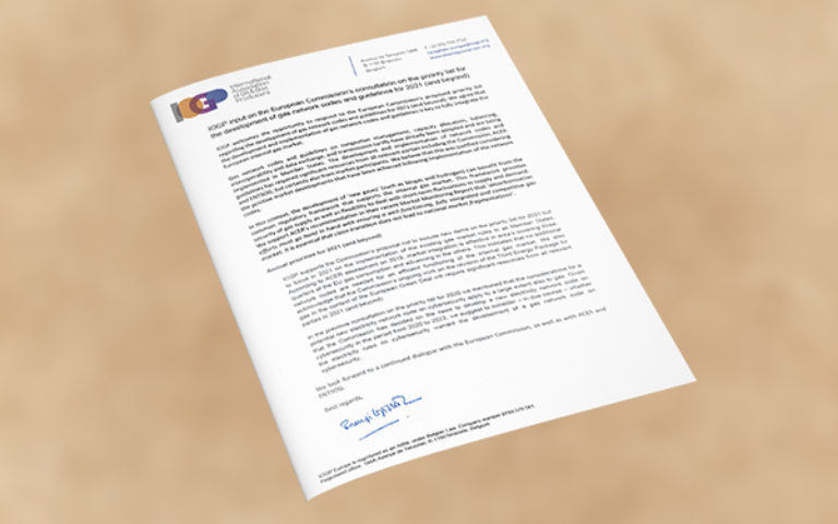 Letter: IOGP input on the European Commission’s consultation on the priority list for the development of gas network codes and guidelines for 2021 (and beyond)