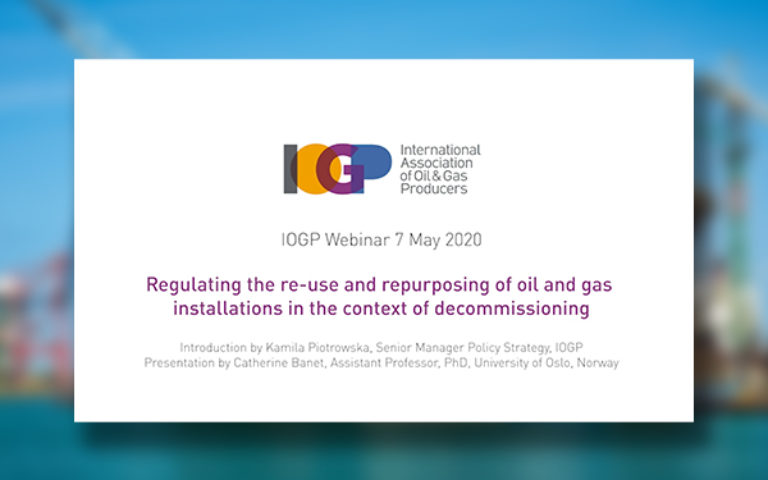 Webinar: Regulating the re-use and repurposing of oil and gas installations in the context of decommissioning
