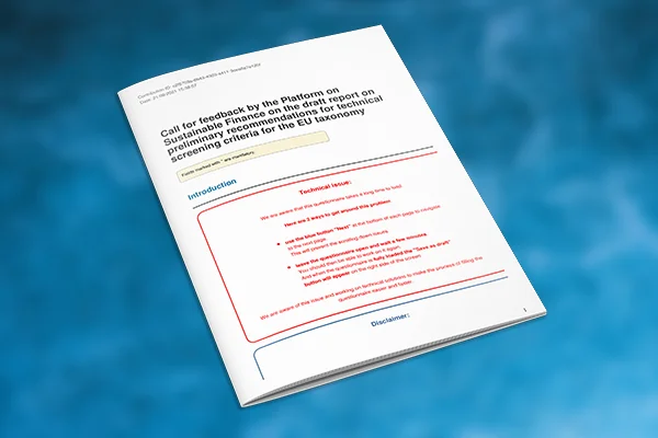 IOGP feedback on the Platform on Sustainable Finance’s draft report on preliminary recommendations for technical screening criteria for the EU taxonomy