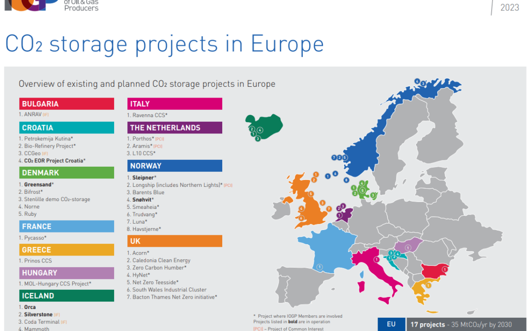 Map of CO2 storage Projects in Europe