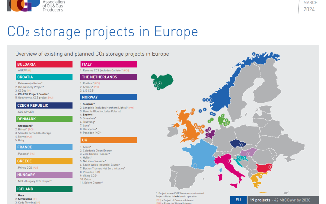 Map of CO2 storage Projects in Europe