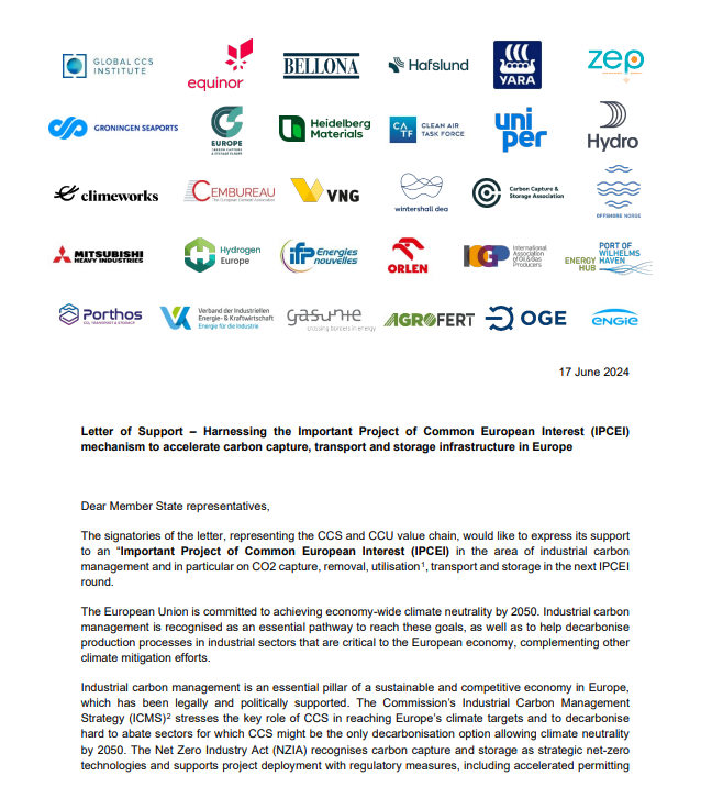 Joint Statement – Harnessing the IPCEI mechanism for CCS in Europe